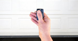 garage door remote in a hand